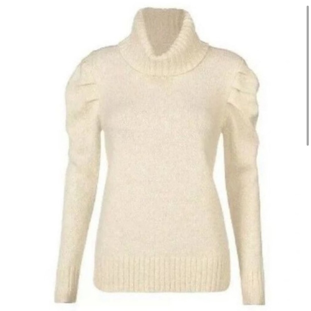 Cabi sweater style #3889 turtleneck puff sleeve pearl sweater - Picture 3 of 12